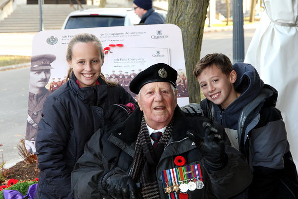 Corporal Stanley Clark Fields, a veteran of the Second World War and member of the 5th Field Company, was present for the unveiling, along with three generations of his family. (University Communications)
